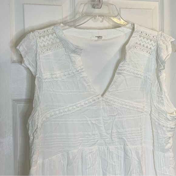 Maurice’s White Crochet V Neck Mini Dress Size Large - Picture 6 of 11